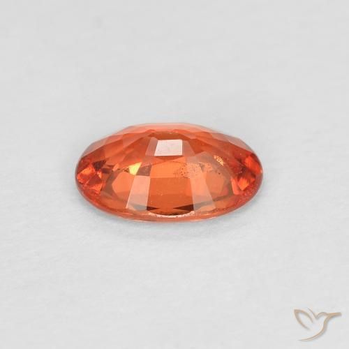 Safira laranja avermelhado Natural 0.49ct, oval, VS