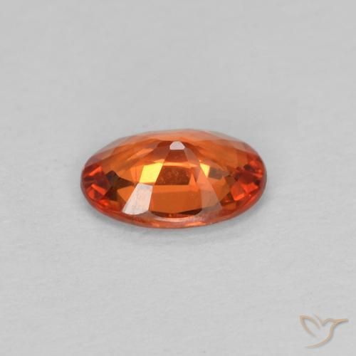 Safira laranja avermelhado Natural 0.43ct, oval, VVS-VS