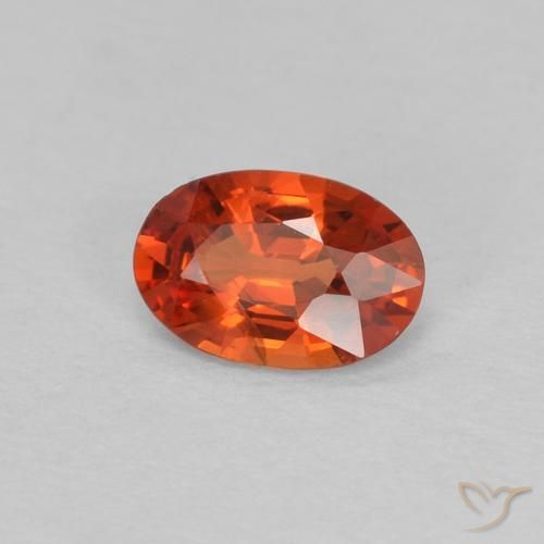 Safira laranja avermelhado Natural 0.47ct, oval, VVS-VS
