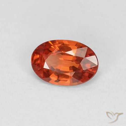 0.49ct Natural Laranja Vermelho Safira, oval, VVS