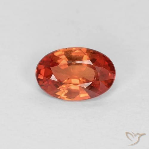 Safira Laranja Vermelho Natural 0.46ct, oval, VVS