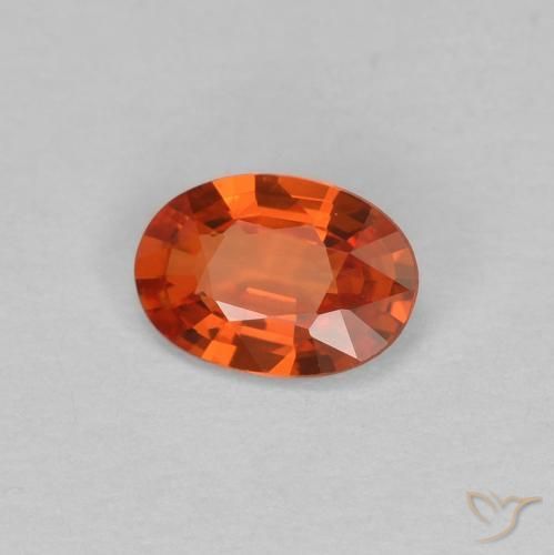 Safira laranja avermelhado Natural 0.40ct, oval, VVS