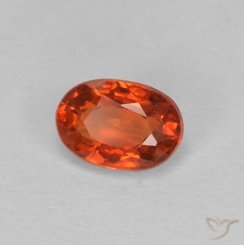 Safira laranja avermelhado Natural 0.65ct, oval, VVS