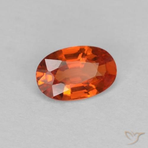 Safira laranja avermelhado Natural 0.46ct, oval, VVS
