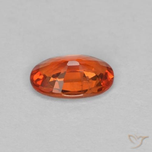 Safira laranja avermelhado Natural 0.46ct, oval, VVS