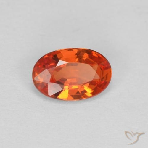 Safira laranja avermelhado Natural 0.45ct, oval, VVS