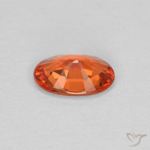 Safira laranja avermelhado Natural 0.45ct, oval, VVS