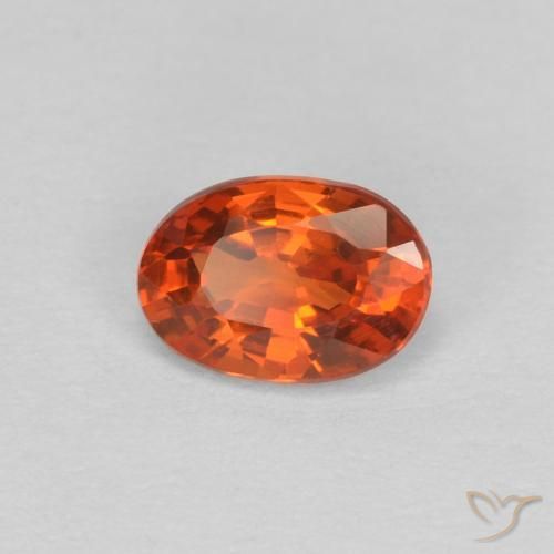 Safira laranja avermelhado Natural 0.59ct, oval, VVS