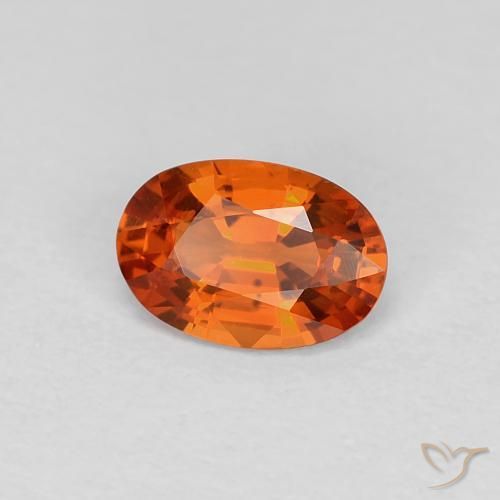 Safira laranja avermelhado Natural 0.60ct, oval, VVS