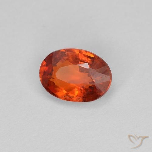 Safira fogo laranja Natural 0.63ct, oval, VS