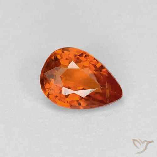 0.60ct Natural Laranja Médio Safira, Formato de pêra, VVS-VS