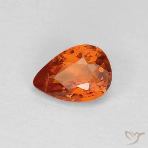 Safira Laranja Médio Natural 0.60ct, Formato de pêra, VVS-VS