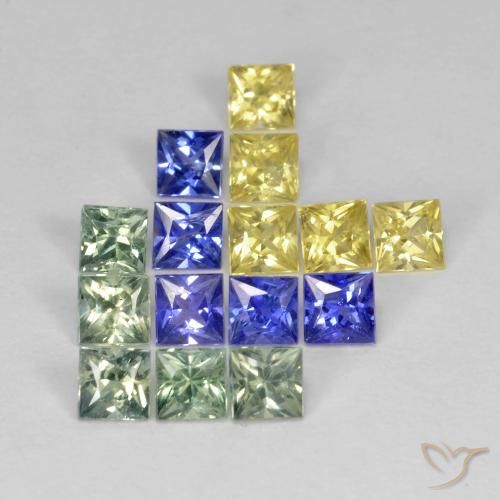 2.75ctw Natural Multicolorido Safira, Quadrado, VS
