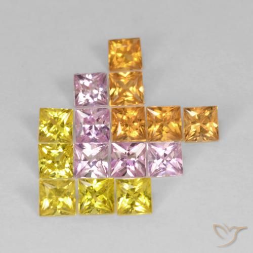 1.92ctw Natural Multicolorido Safira, Quadrado, VS