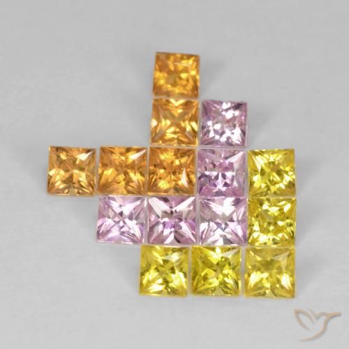 Pedras preciosas de Safira Multicolorido natural de 1.92 ct, Quadrado, VS