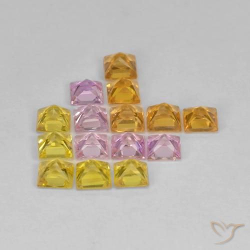 Pedras preciosas de Safira Multicolorido natural de 1.92 ct, Quadrado, VS