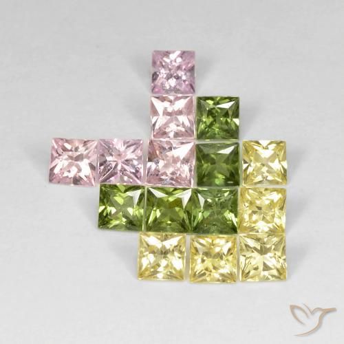 Pedras preciosas de Safira Multicolorido natural de 3.68 ct, Quadrado, VS