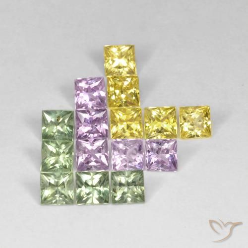 3.40ctw Natural Multicolorido Safira, Quadrado, VS