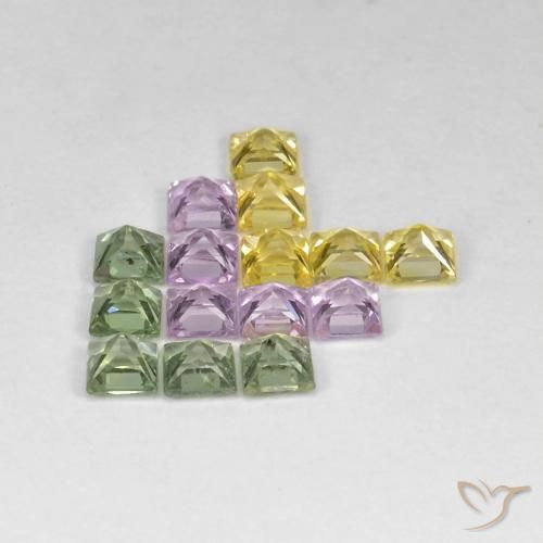 Pedras preciosas de Safira Multicolorido natural de 3.40 ct, Quadrado, VS