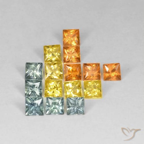 Pedras preciosas de Safira Multicolorido natural de 1.99 ct, Quadrado, VS