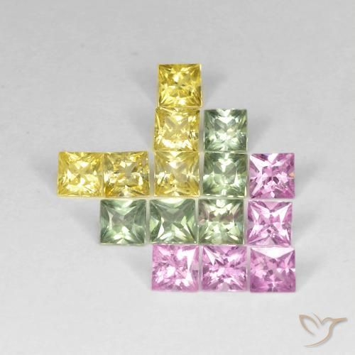 2.93ctw Natural Multicolorido Safira, Quadrado, VS