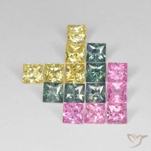 Pedras preciosas de Safira Multicolorido natural de 4.26 ct, Quadrado, VS