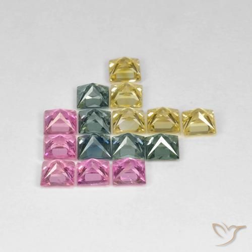 Pedras preciosas de Safira Multicolorido natural de 4.26 ct, Quadrado, VS