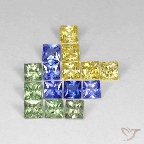 2.99ctw Natural Multicolorido Safira, Quadrado, VS