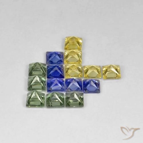 Pedras preciosas de Safira Multicolorido natural de 2.99 ct, Quadrado, VS