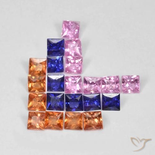 1.53ctw Natural Multicolorido Safira, Quadrado, VS