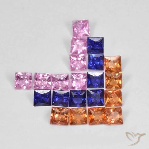 Pedras preciosas de Safira Multicolorido natural de 1.53 ct, Quadrado, VS