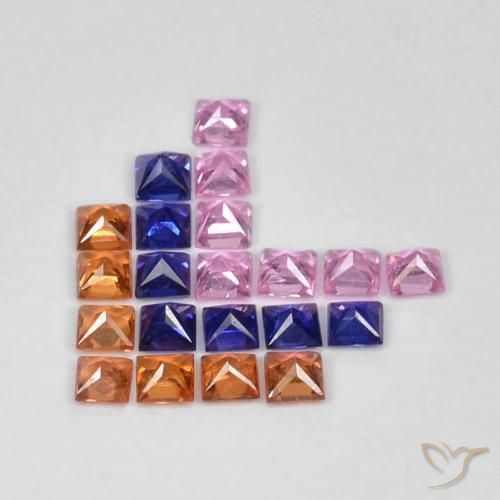 Pedras preciosas de Safira Multicolorido natural de 1.53 ct, Quadrado, VS