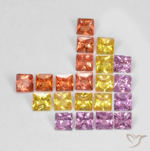 Pedras preciosas de Safira Multicolorido natural de 1.62 ct, Quadrado, VS
