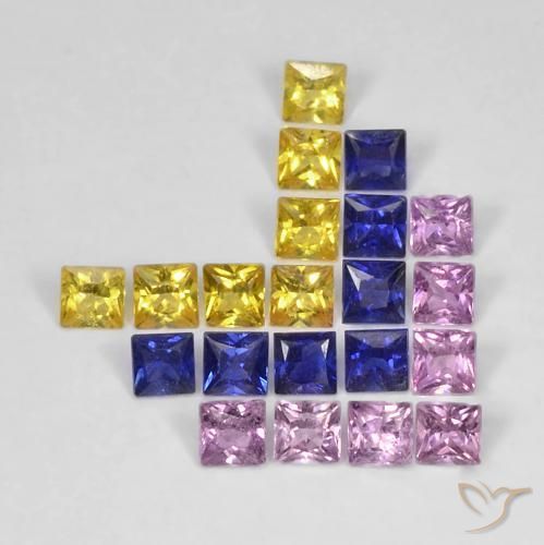 Pedras preciosas de Safira Multicolorido natural de 1.66 ct, Quadrado, VS
