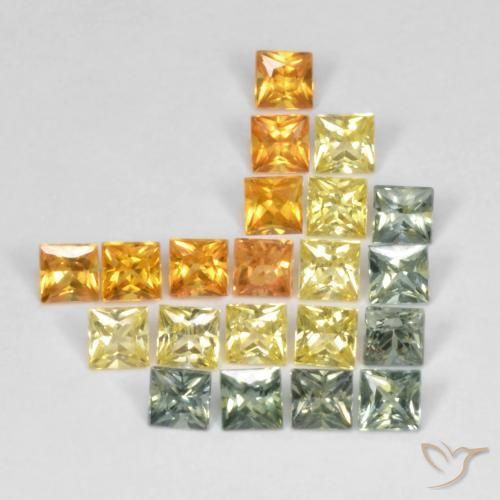 Pedras preciosas de Safira Multicolorido natural de 3.07 ct, Quadrado, VS
