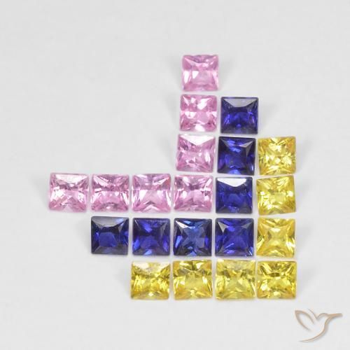 Pedras preciosas de Safira Multicolorido natural de 1.66 ct, Quadrado, VS