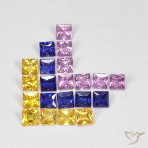 1.53ctw Natural Multicolorido Safira, Quadrado, VS