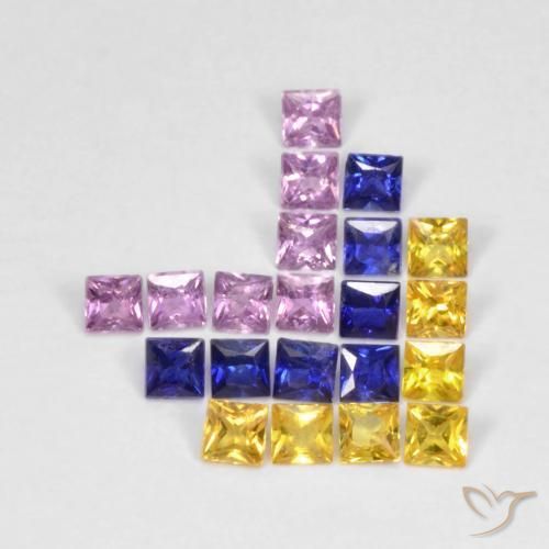 Pedras preciosas de Safira Multicolorido natural de 1.53 ct, Quadrado, VS