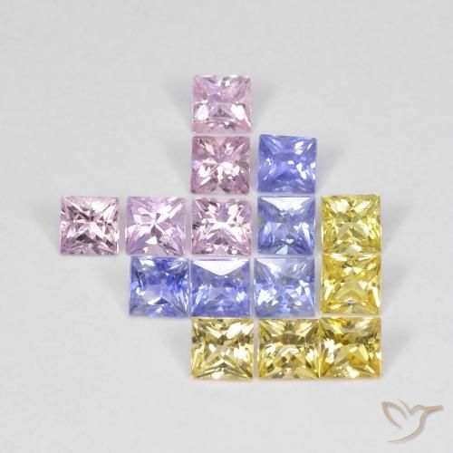 2.72ctw Natural Multicolorido Safira, Quadrado, VS