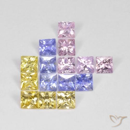 Pedras preciosas de Safira Multicolorido natural de 2.72 ct, Quadrado, VS