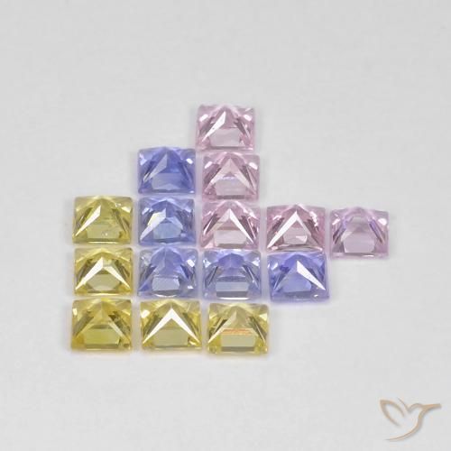 Pedras preciosas de Safira Multicolorido natural de 2.72 ct, Quadrado, VS