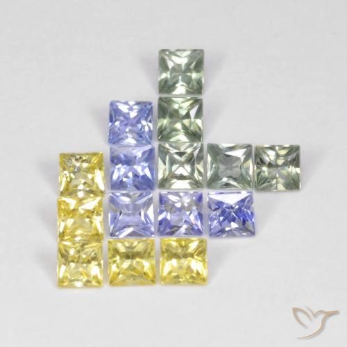 2.72ctw Natural Multicolorido Safira, Quadrado, VS