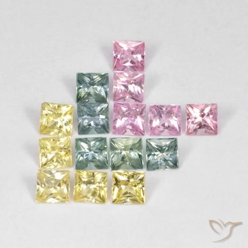 2.66ctw Natural Multicolorido Safira, Quadrado, VS