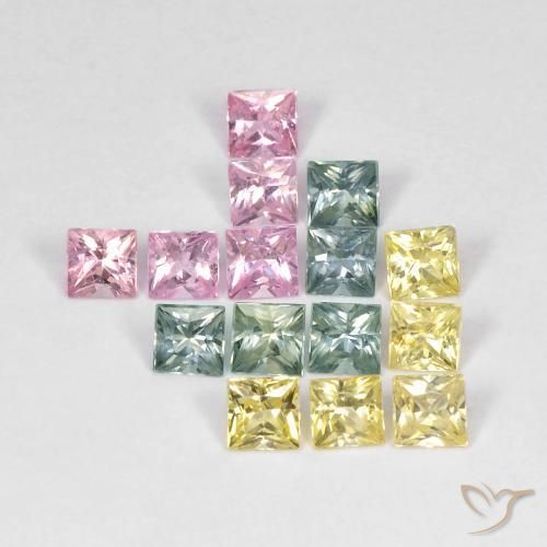 Pedras preciosas de Safira Multicolorido natural de 2.66 ct, Quadrado, VS