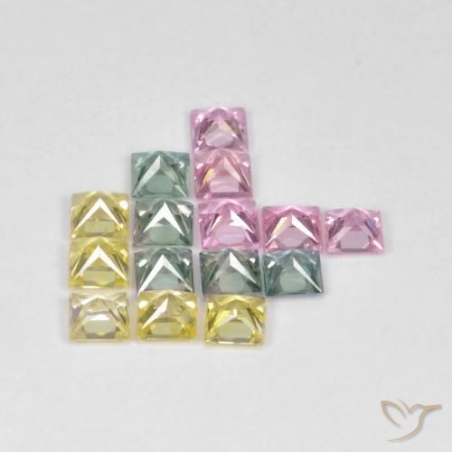 Pedras preciosas de Safira Multicolorido natural de 2.66 ct, Quadrado, VS