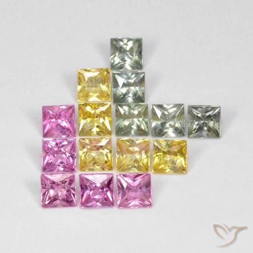 3.26ctw Natural Multicolorido Safira, Quadrado, VS
