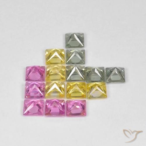 Pedras preciosas de Safira Multicolorido natural de 3.26 ct, Quadrado, VS