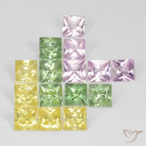 2.87ctw Natural Multicolorido Safira, Quadrado, VS