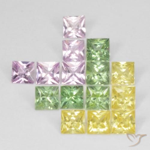Pedras preciosas de Safira Multicolorido natural de 2.87 ct, Quadrado, VS