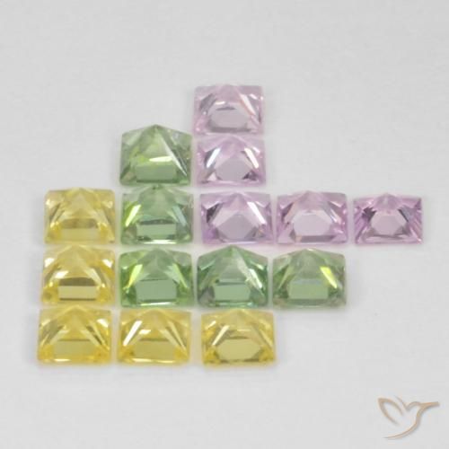 Pedras preciosas de Safira Multicolorido natural de 2.87 ct, Quadrado, VS